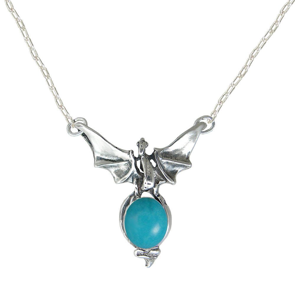 Sterling Silver Victory Dragon Necklace With Turquoise